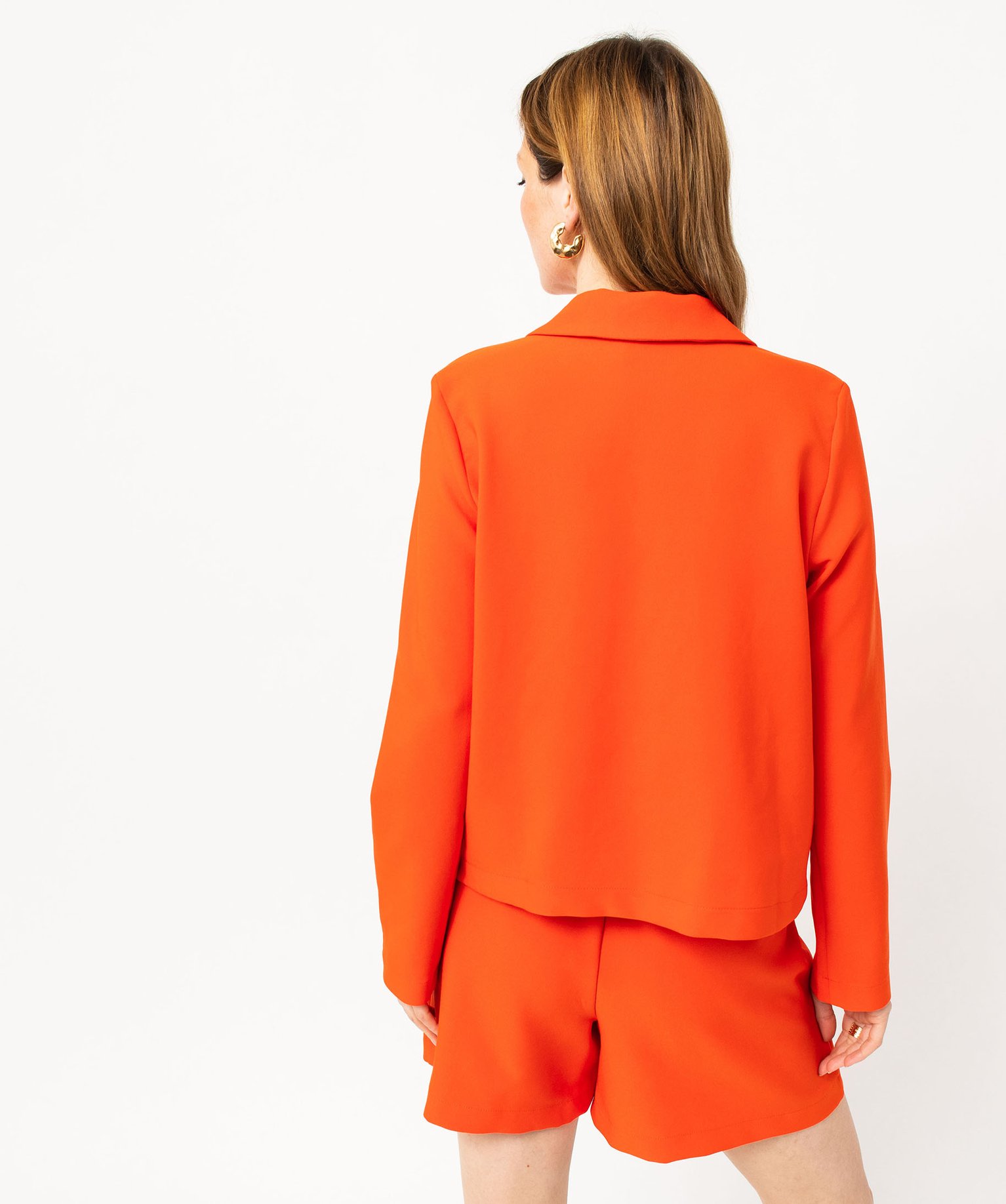 Chemise à manches longues avec boutons métalliques femme orange | GEMO