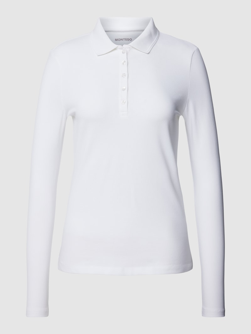 Longsleeve mit Polokragen in weiß