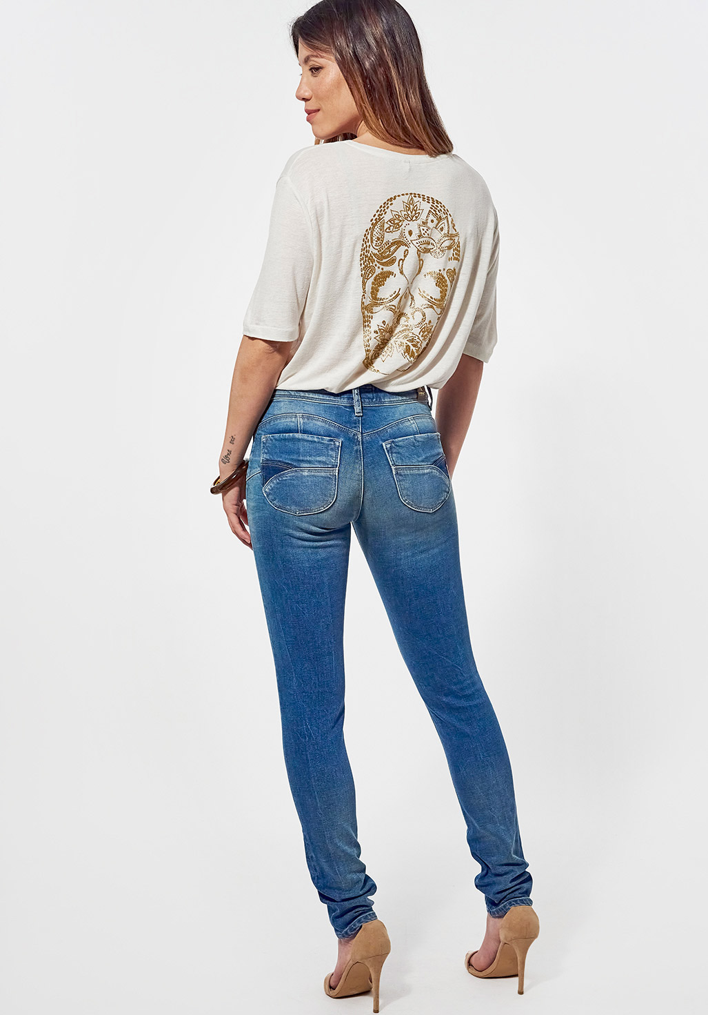 PAOLA  T-shirt loose blanc Femme imprimé tête de mort