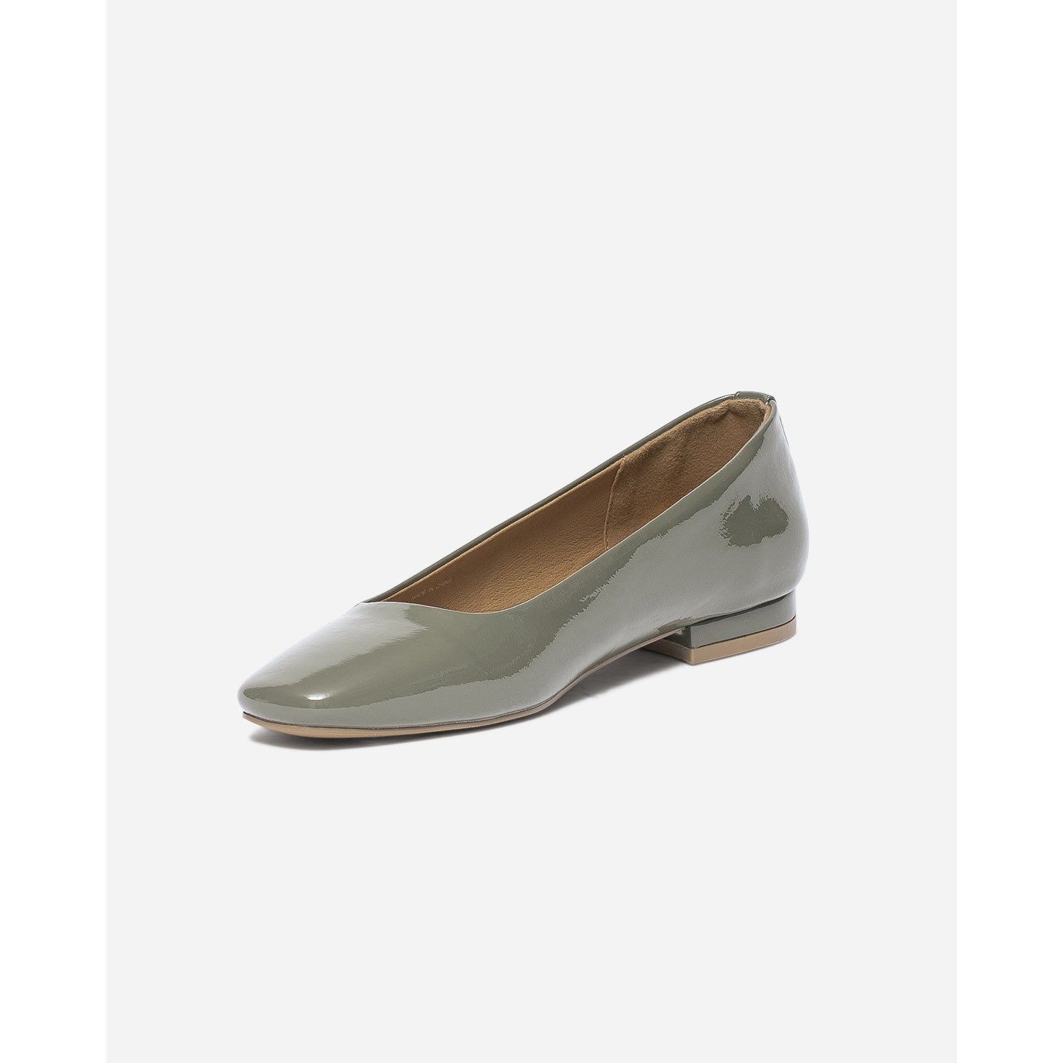 Ballerine kaki verni à bout carré