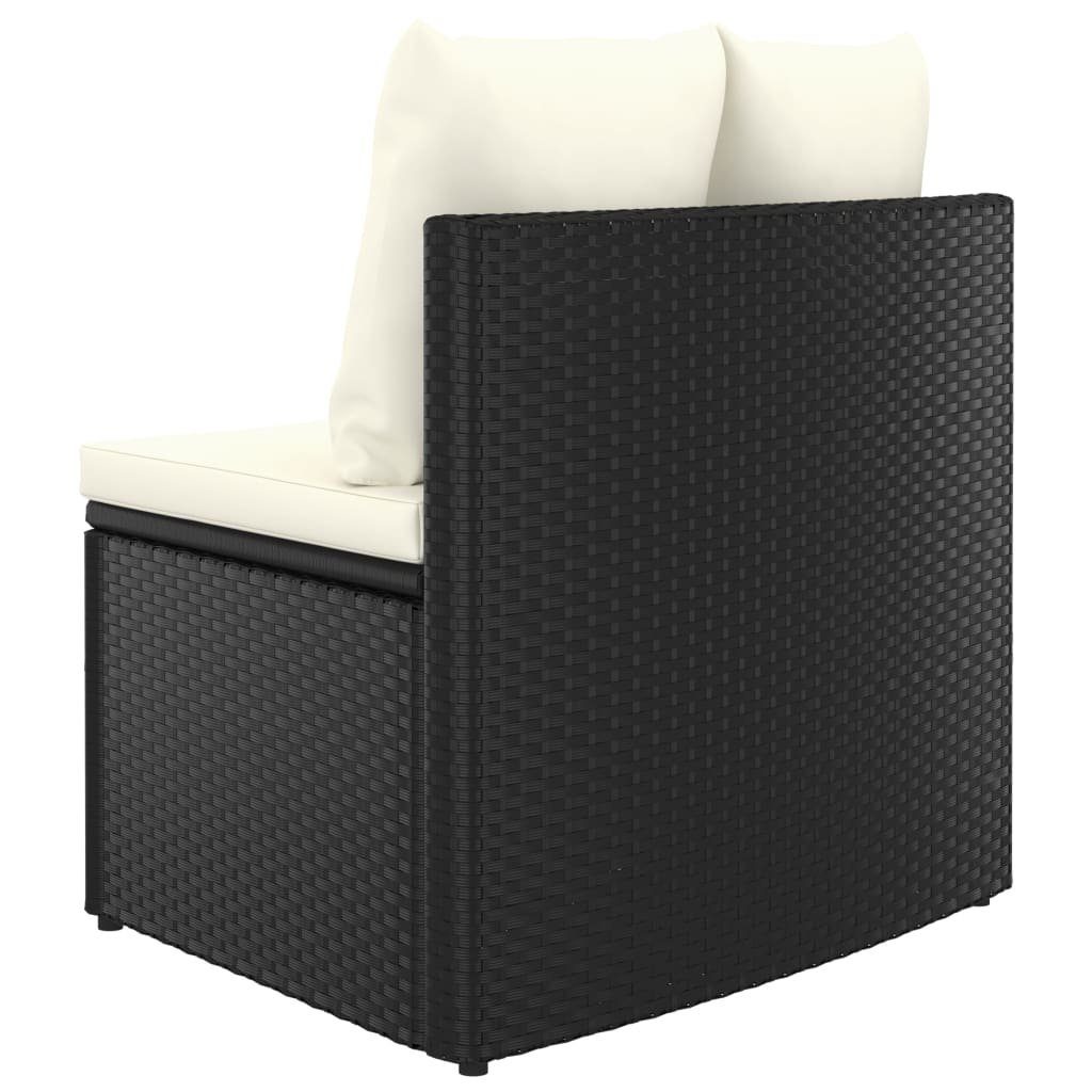 vidaXL Loungesofa 2-tlg. Garten-Sofagarnitur mit Auflagen Poly Rattan Schwarz, 2 Teile