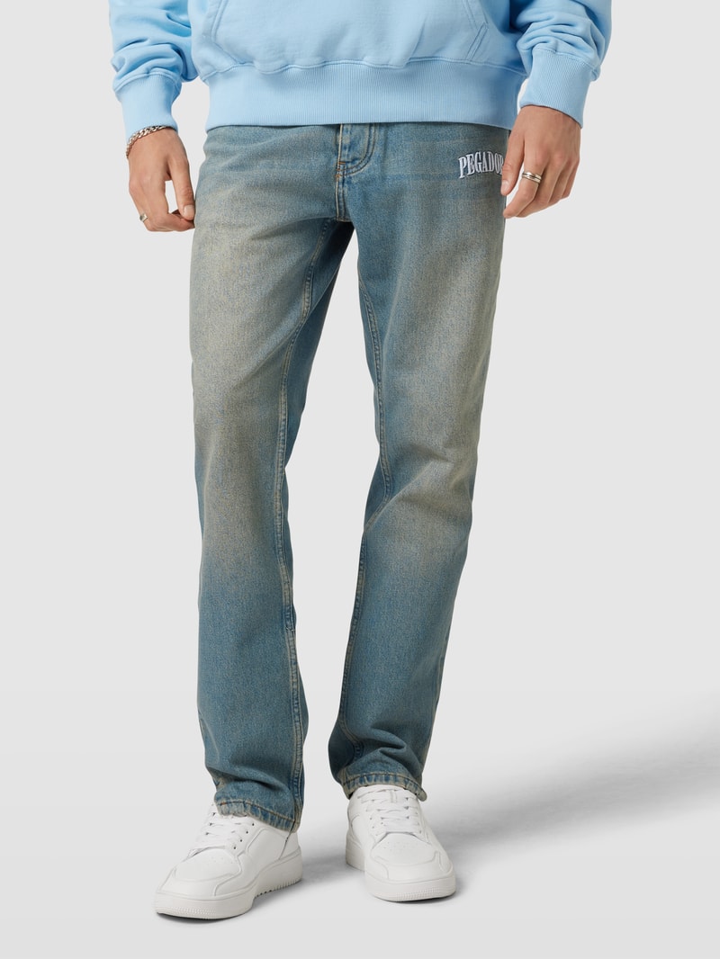 Jeans mit Label-Stitching Modell 'CARPE' in jeans