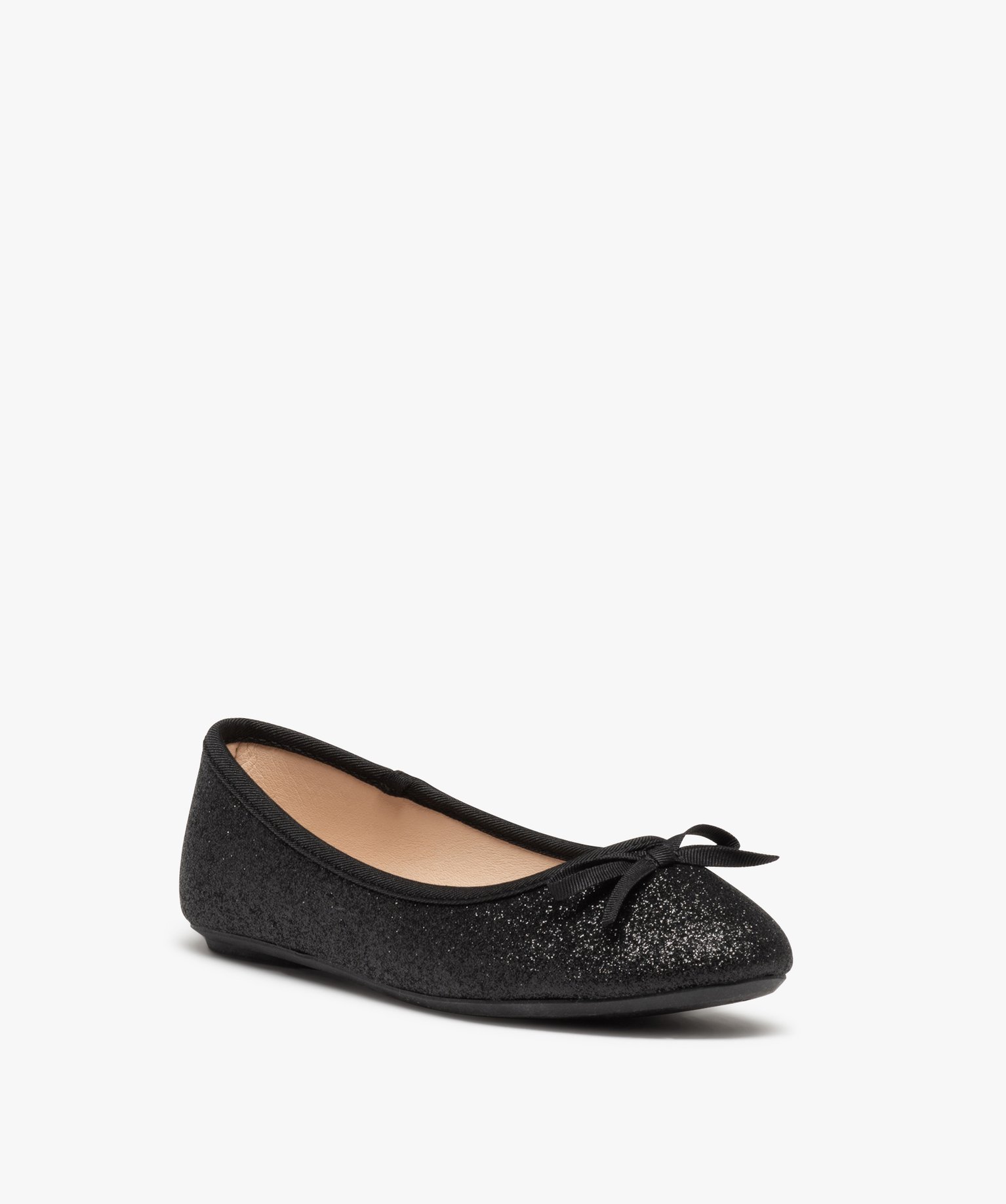 Ballerines fille unies pailletées à n?ud décoratif noir | GEMO