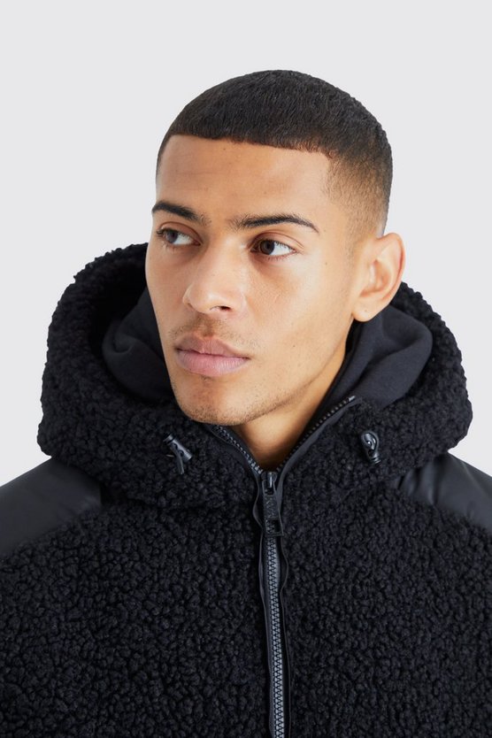 Steppjacke aus Borg & Nylon Mischung