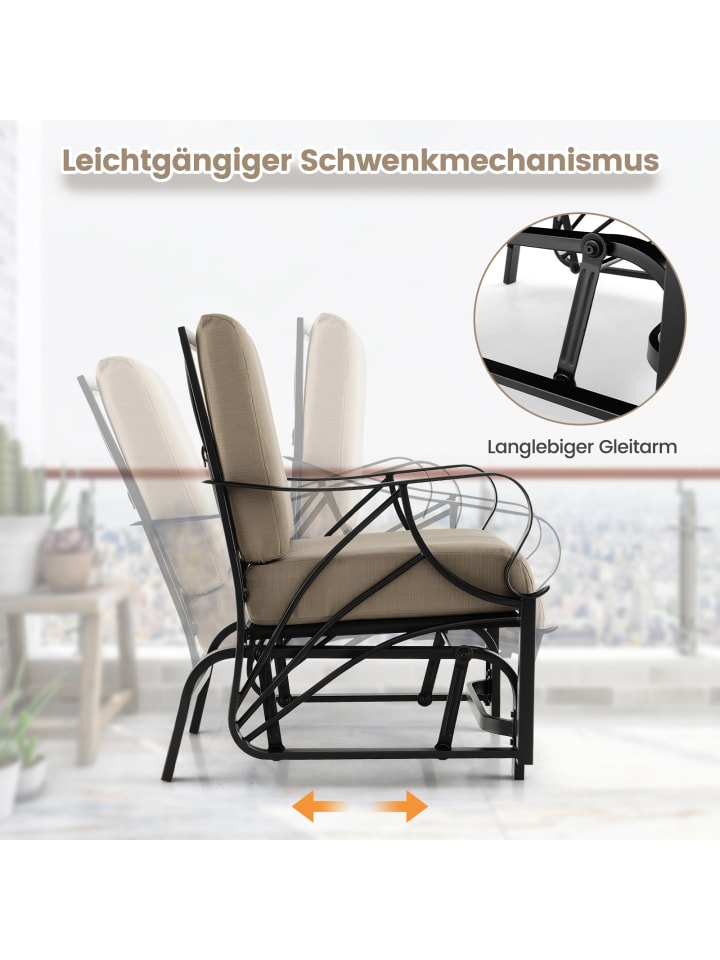 COSTWAY Gartenstuhl mit Schaukelfunktion in Braun günstig kaufen onesize