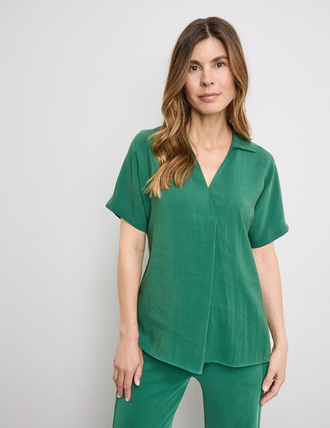 Fließendes Blusenshirt mit Quetschfalte