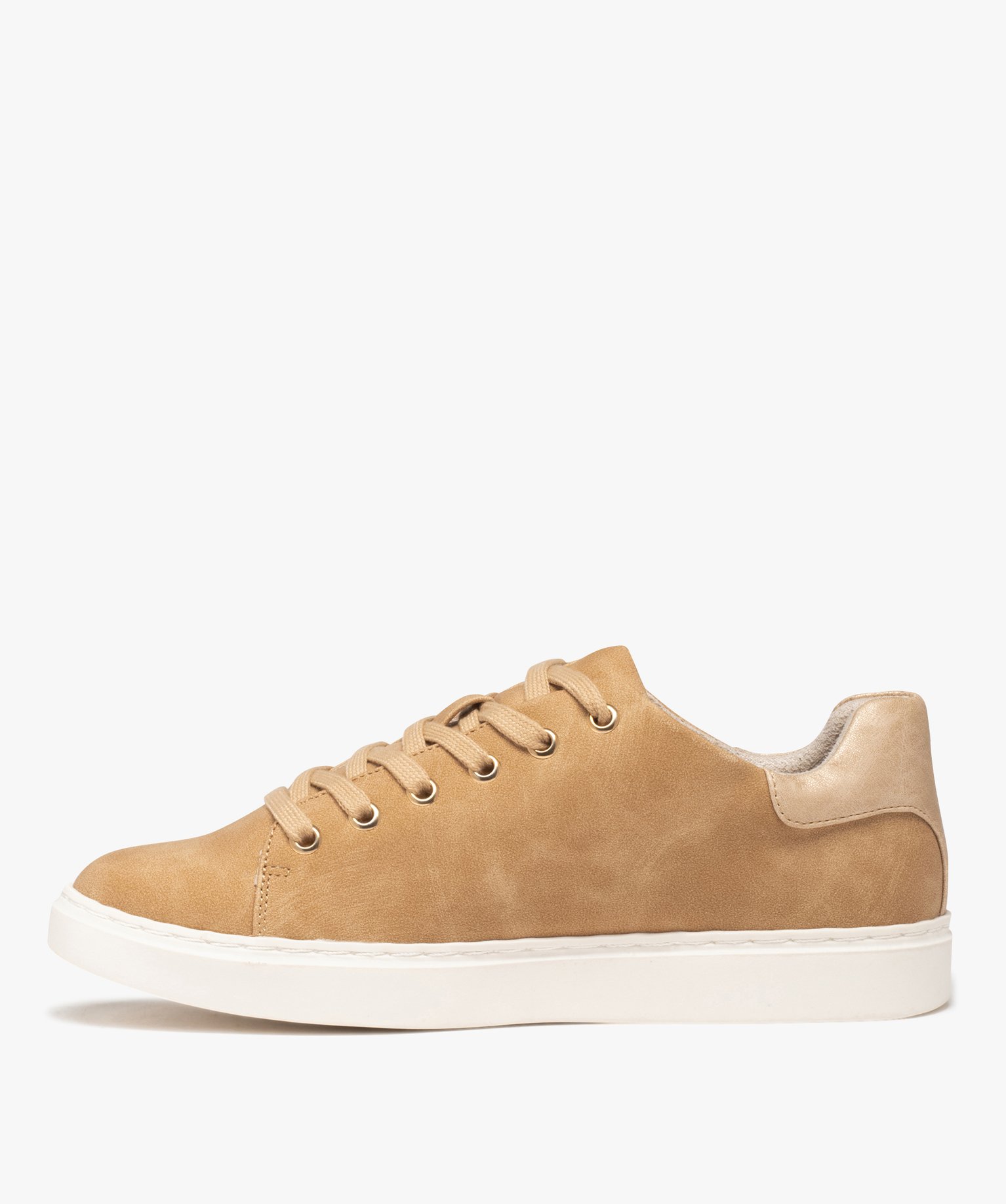 Baskets femme unies avec motifs en clous métalliques camel | GEMO