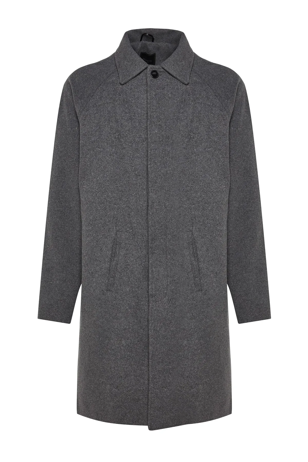 Trendyol Collection  Anthrazitfarbener Unisex-Stempelmantel mit regulärer Passform TMNAW24KB00004