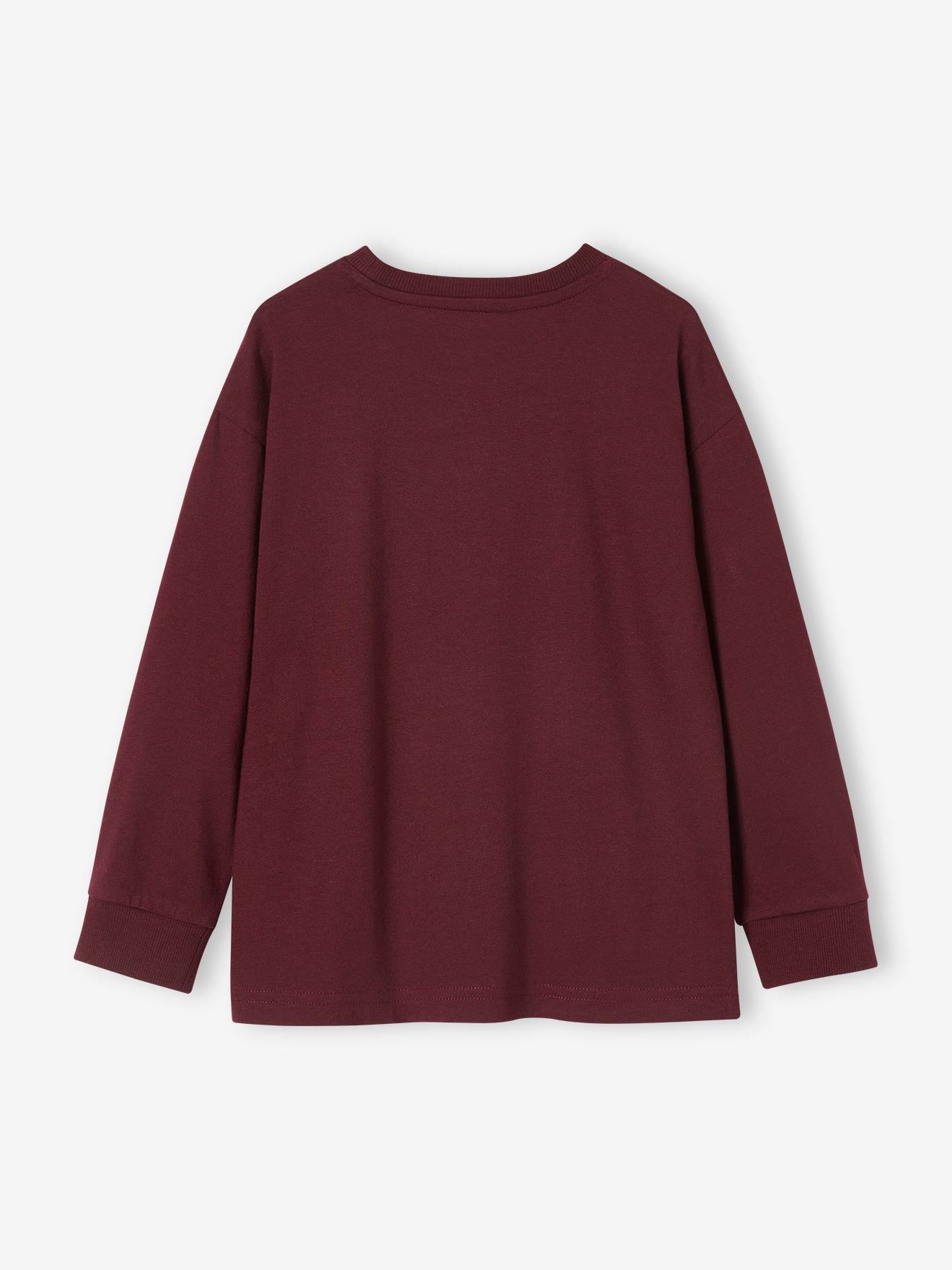 T-shirt motif cool poitrine garçon manches longues bordeaux