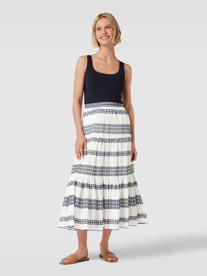 Maxirock mit Allover-Muster Modell 'Embro' in marineblau