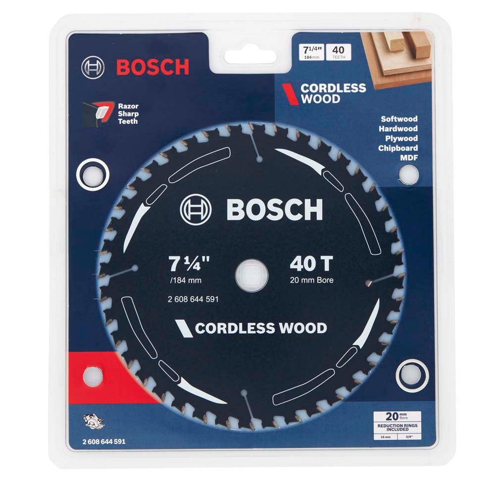 BOSCH 184mm 40T TCT Circular Saw Blade for Wood Cutting - CORDLESS WOOD