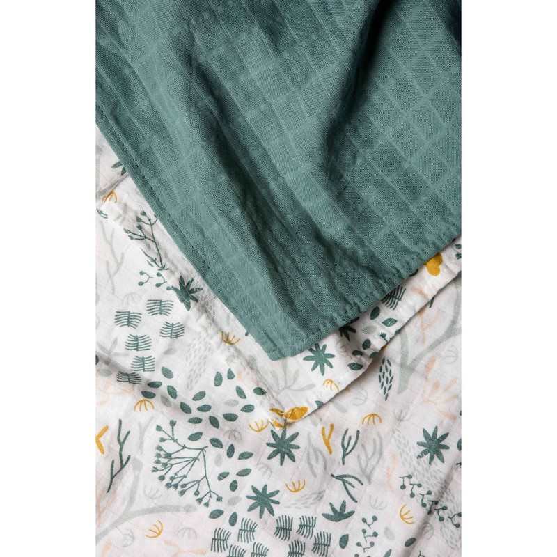 Set de 2 langes emmaillotage en Coton Bio à motifs Yukari