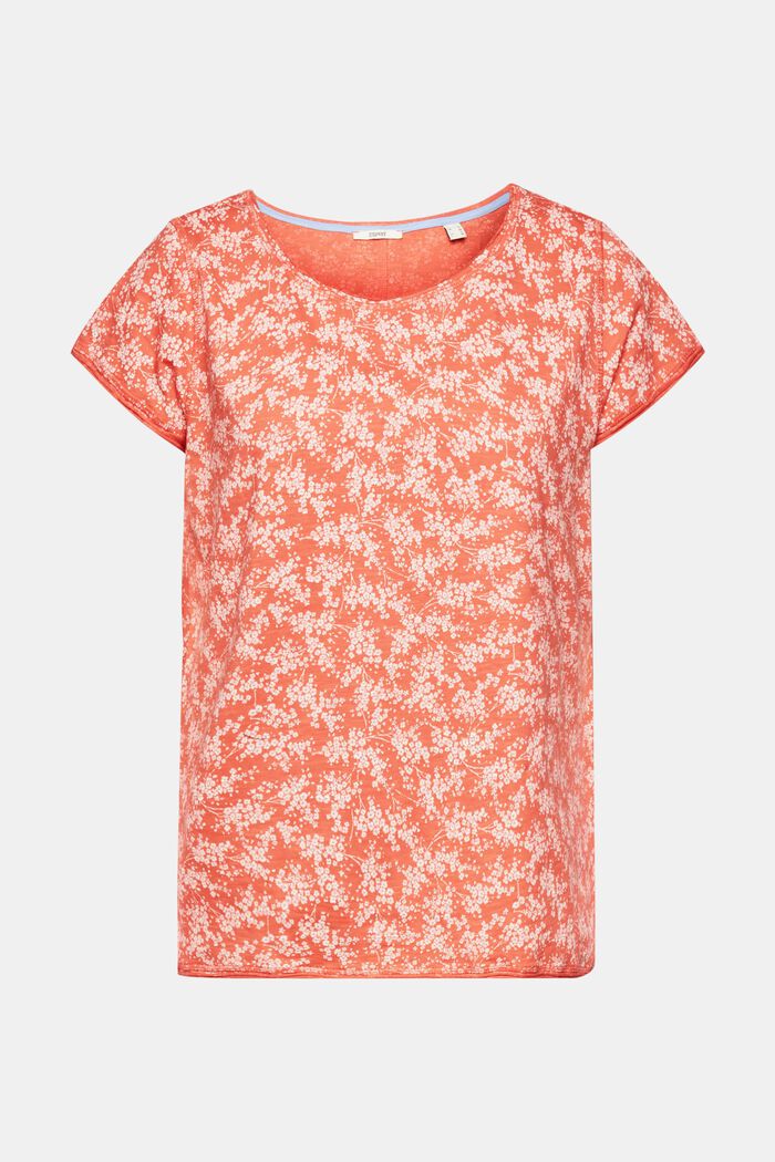 Florales T-Shirt mit Rollkanten