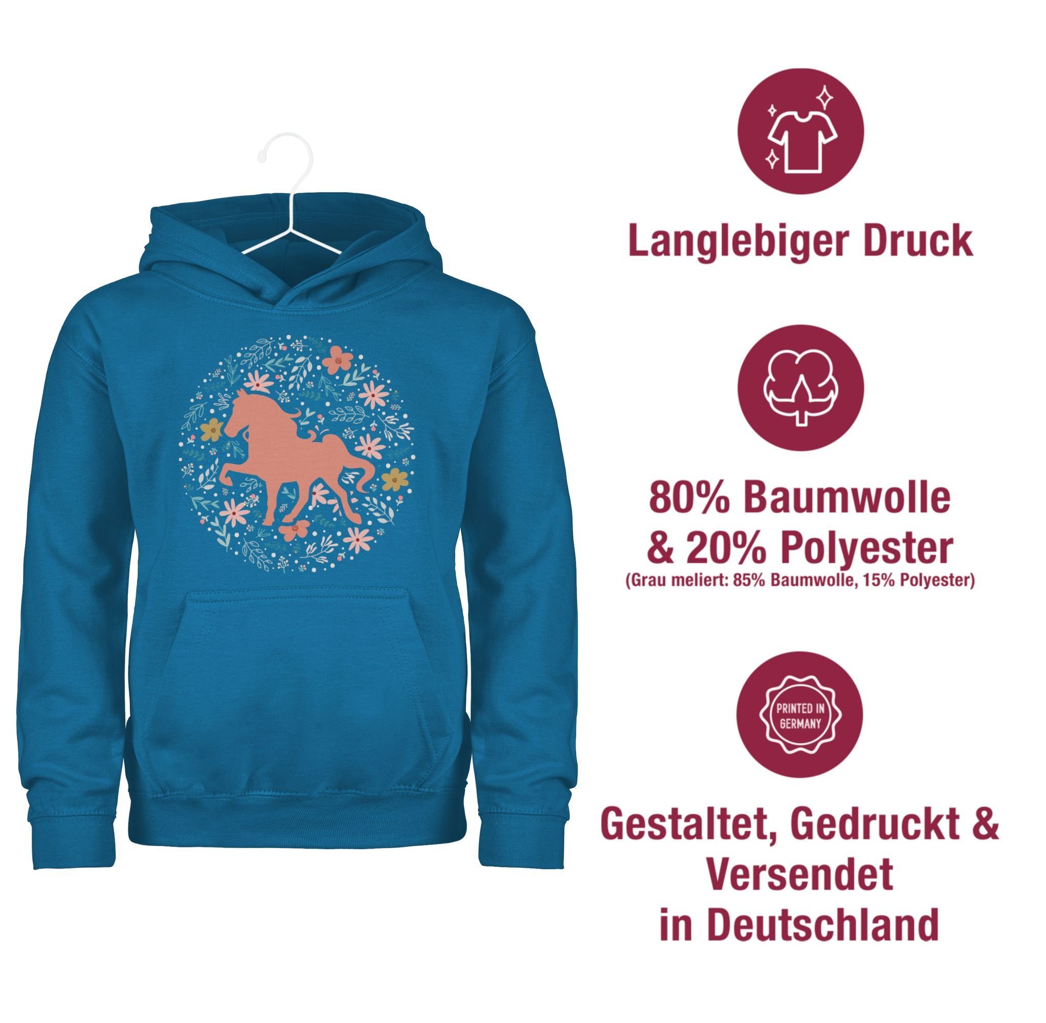 Shirtracer Hoodie Pferd mit Blumen Pferd