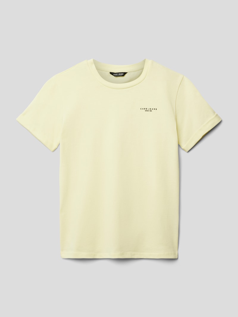 T-Shirt mit Label-Print Modell 'Fester' in hellgelb
