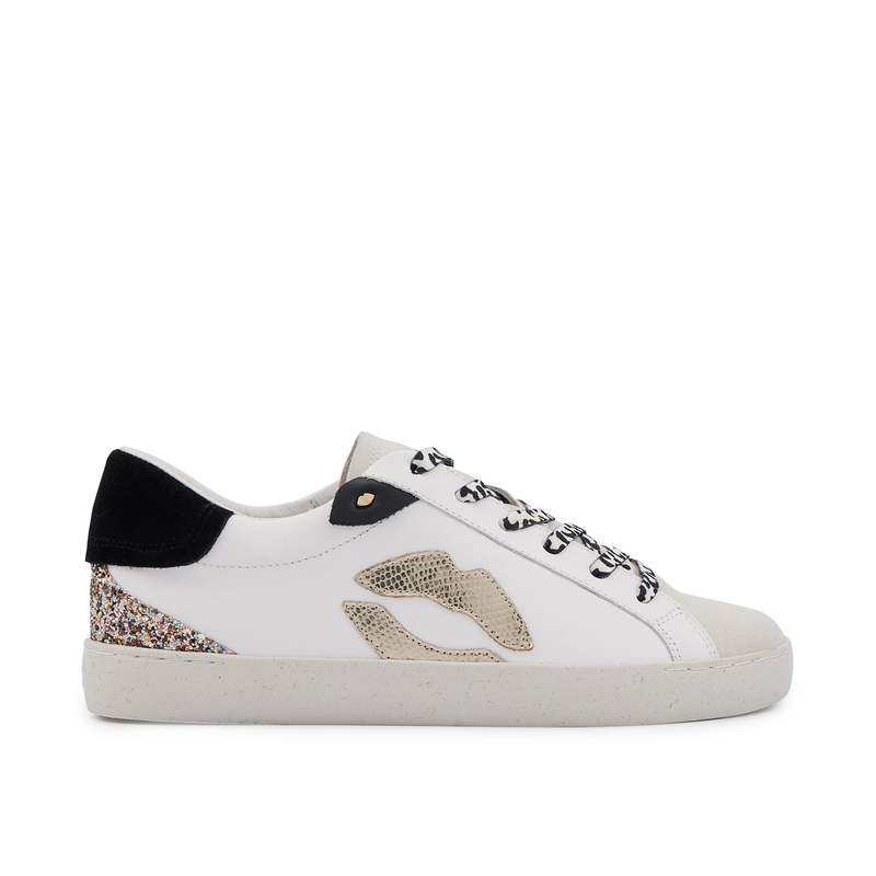 Baskets en cuir Colette blanc snake rose gold