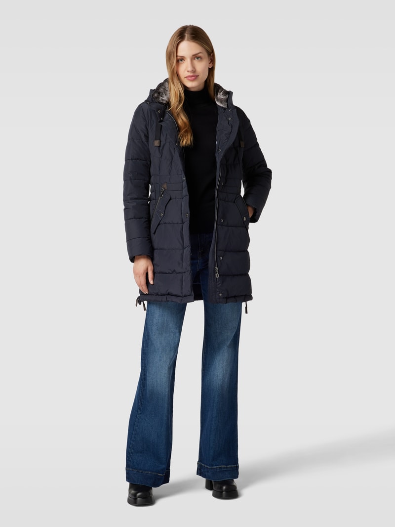Steppjacke mit abnehmbarer Kapuze in marineblau