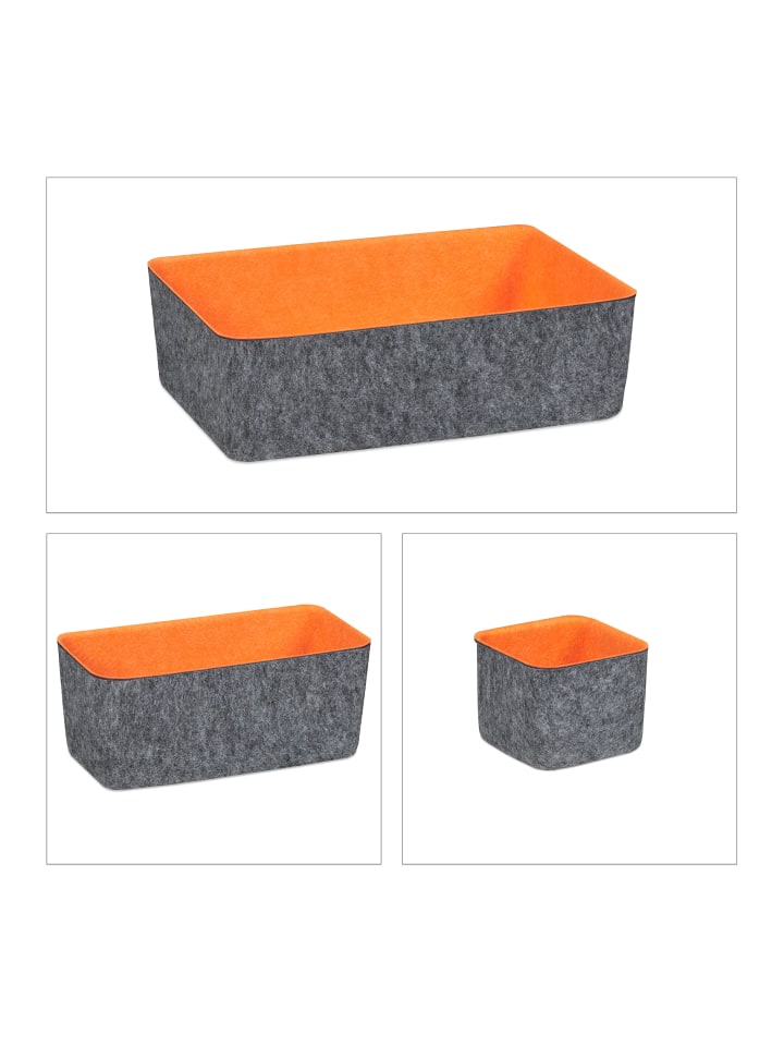 relaxdays 5 tlg. Schubladenorganizer in Grau/ Orange günstig kaufen onesize