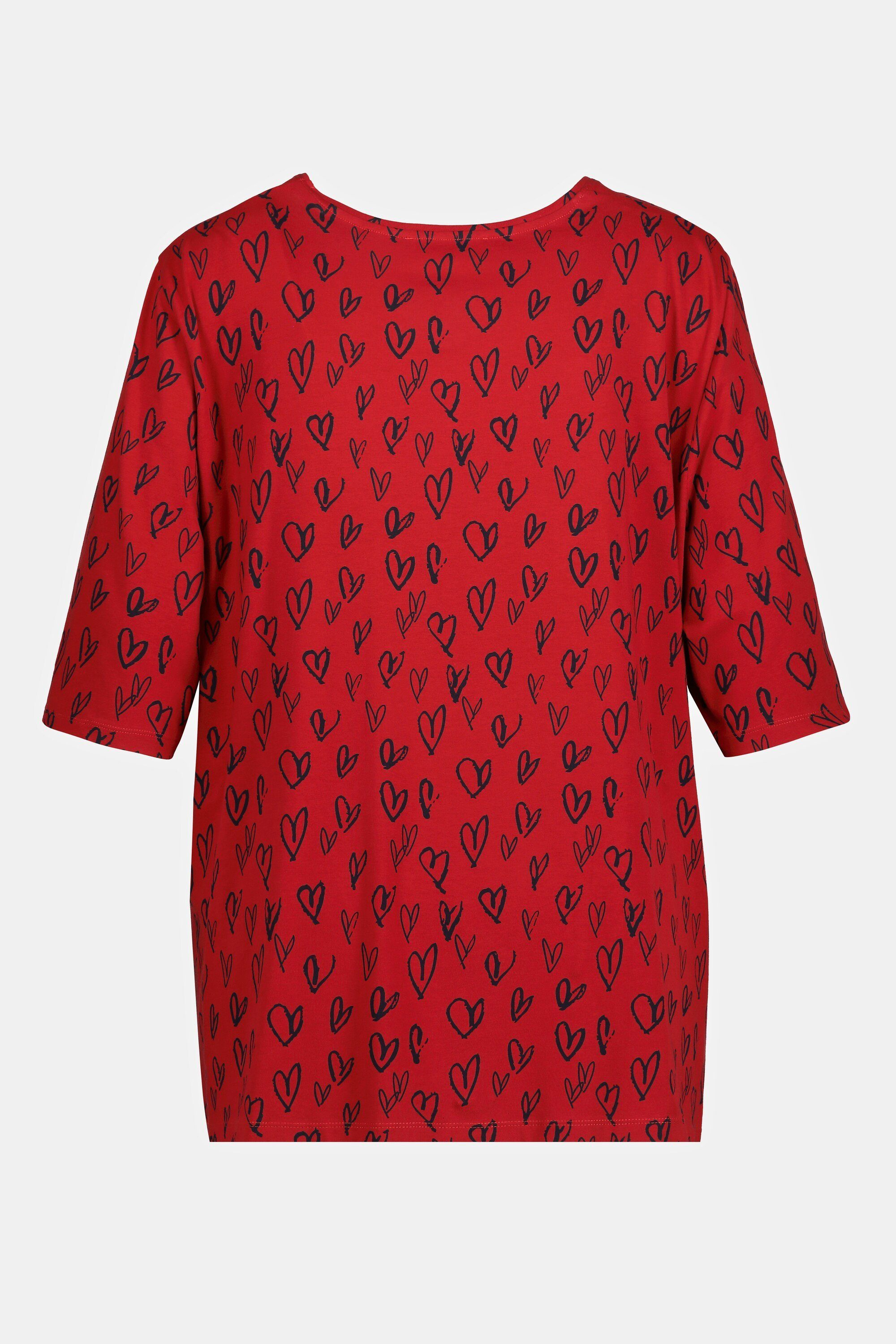 Ulla Popken Umstandsshirt Bellieva-T-Shirt Herz Stickerei Rundhals GOTS
