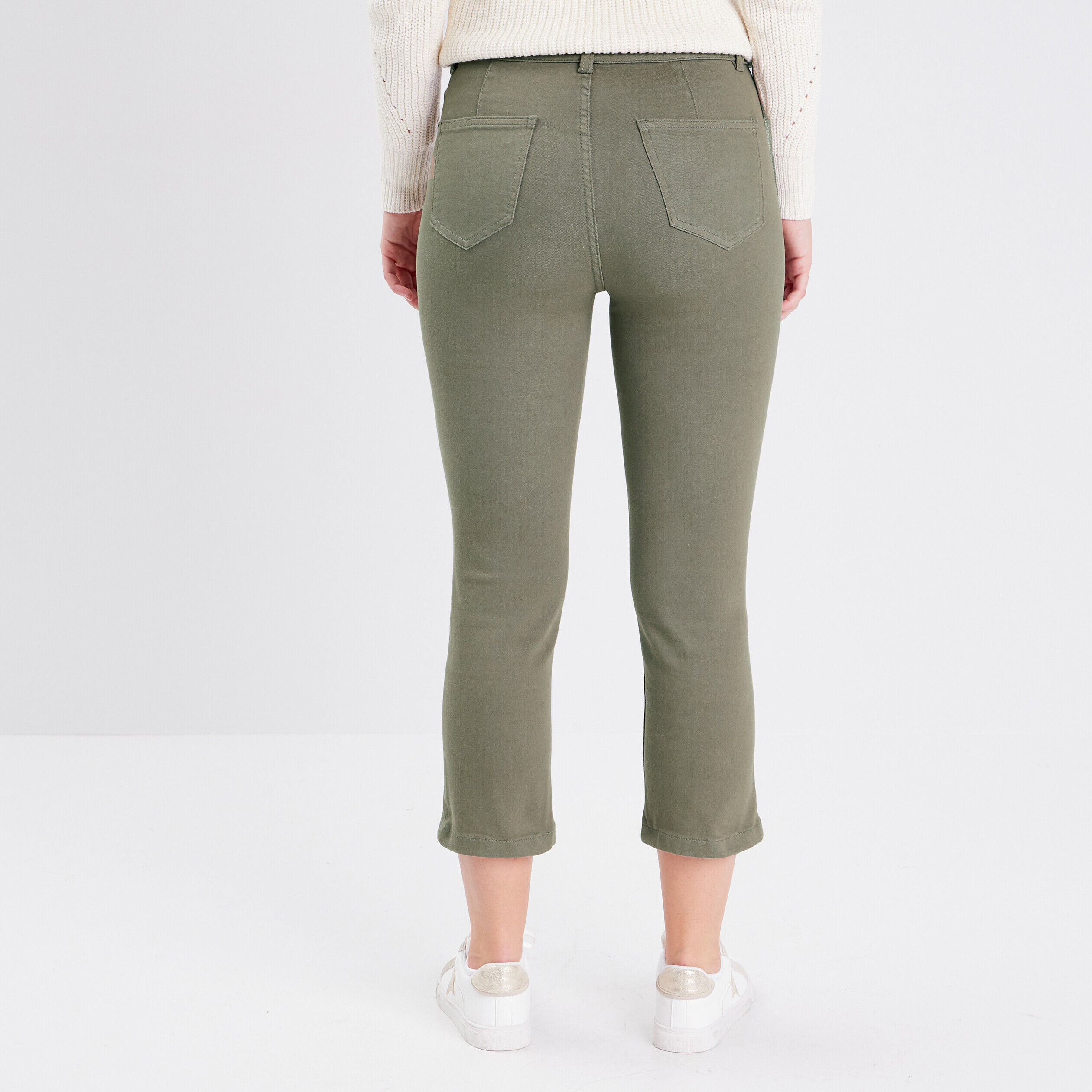 Jeans slim 7/8ème vert kaki femme | Cache Cache