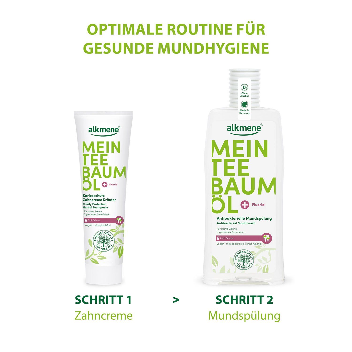 alkmene Zahnpasta 2x Teebaumöl Kariesschutz Zahncreme Kräuter - Zahnpasta 6fach Schutz, (2-St)