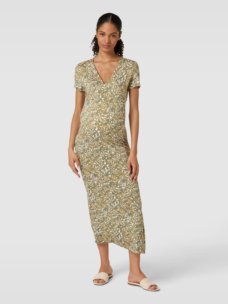 Umstands-Maxikleid mit Allover-Muster Modell 'Linnett' in khaki