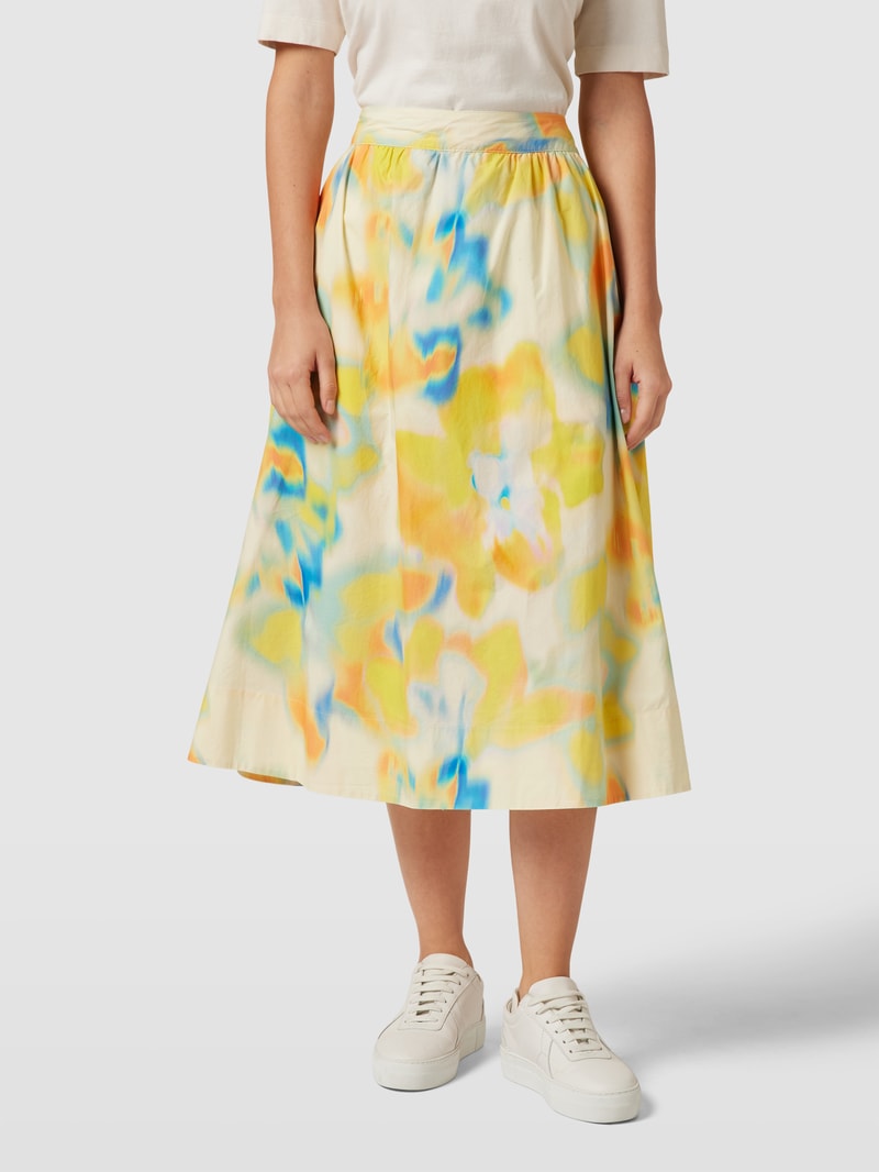 Midirock im Batik-Look Modell 'JASINAA' in gelb