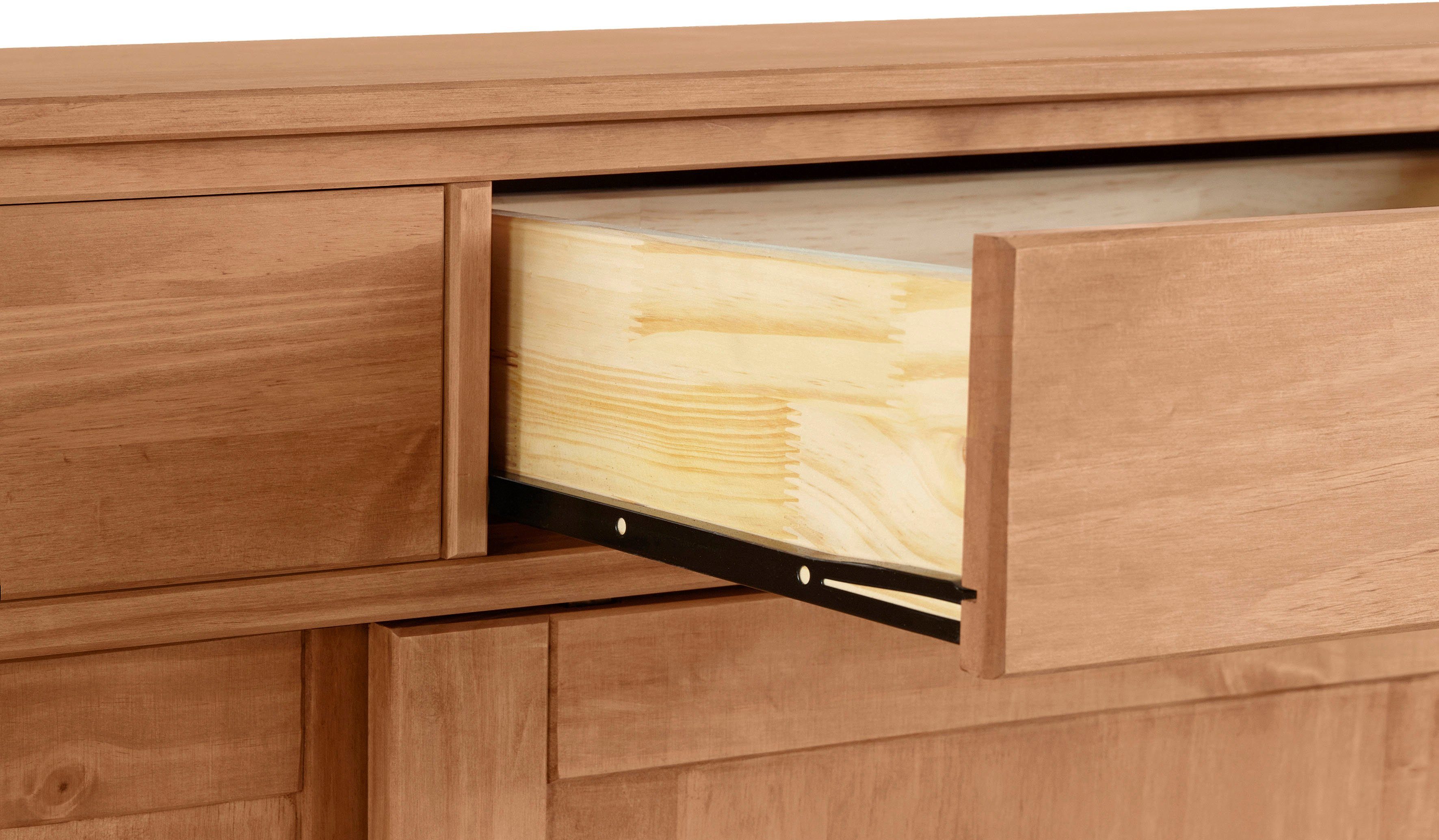 Home affaire Sideboard Schröder, mit 3 Schiebetüren und 3 Schubkasten, aus massivem Kiefernholz