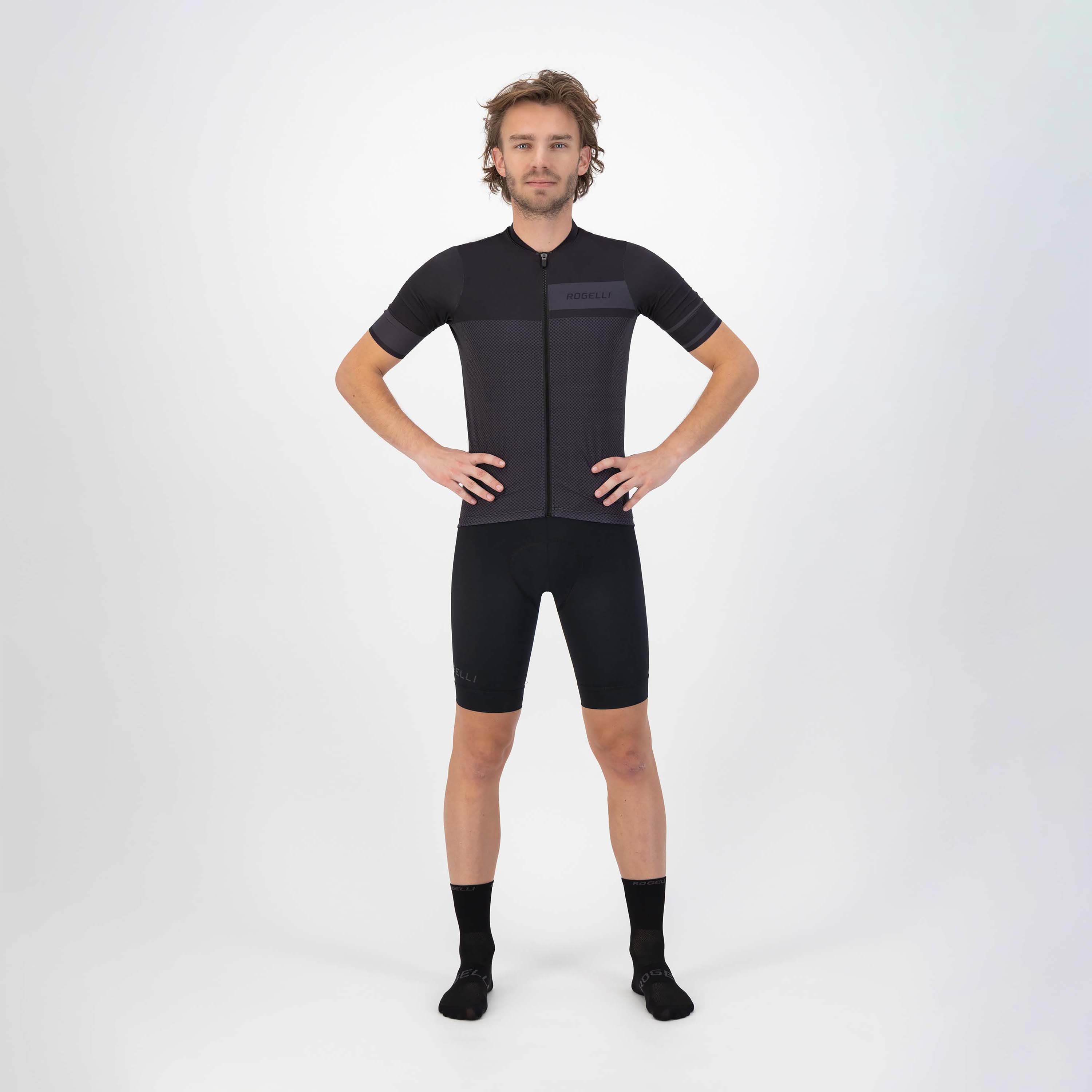 Rogelli Block Schwarz Herren Radtrikot Kurzarm