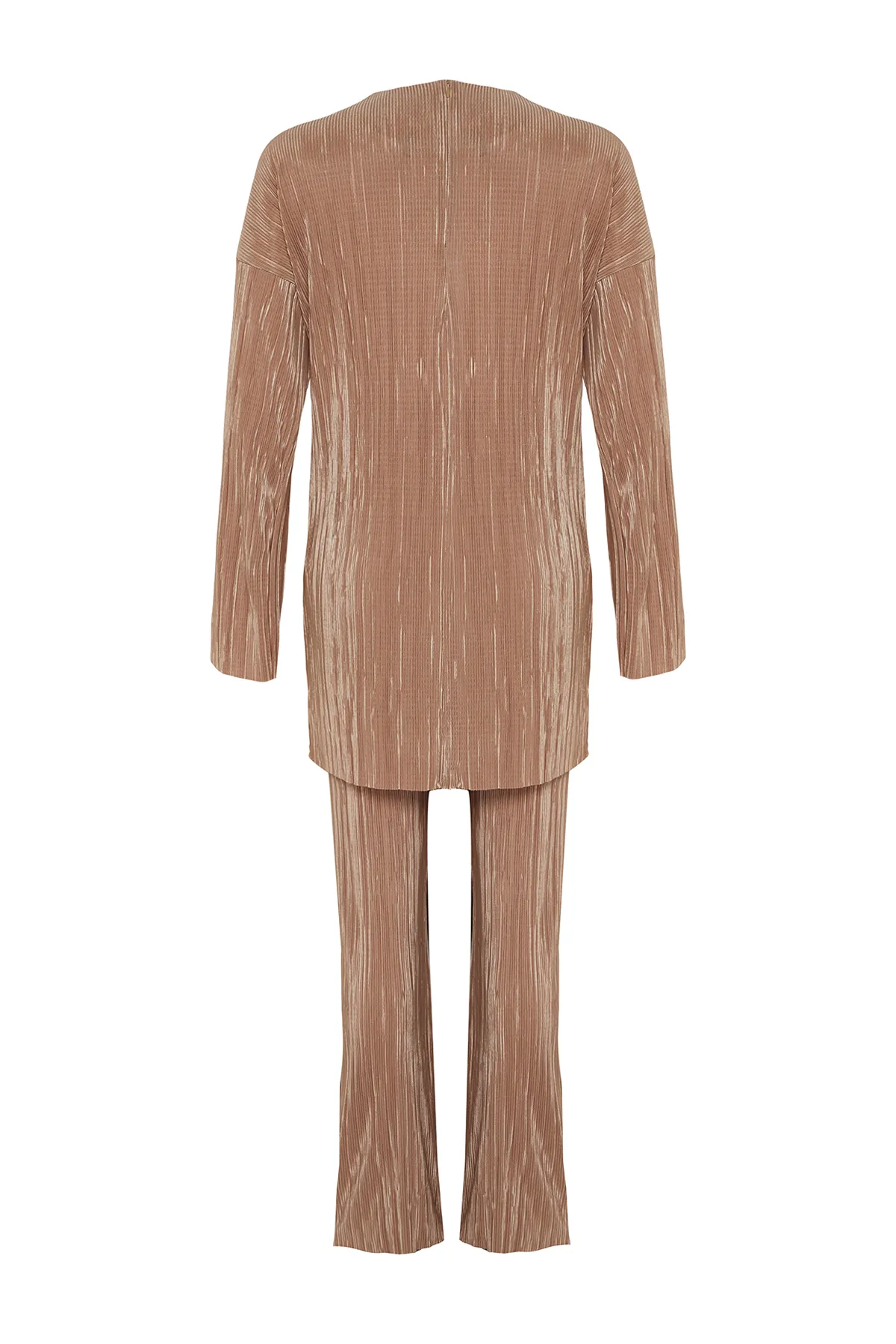 Trendyol Modest  Hellbraunes, plissiertes, gewebtes Oberteil-Unterteil-Set TCTSS24US00007