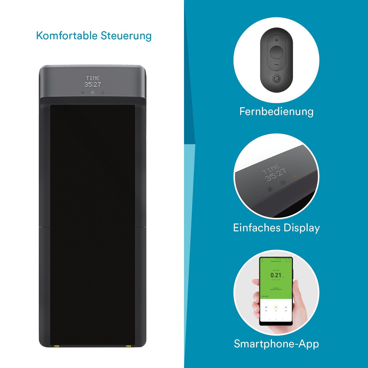Skandika Laufband Walkingpad, Laufband bis 6km/h, klappbar, Fernbedienung, Adaptive Speedcontrol