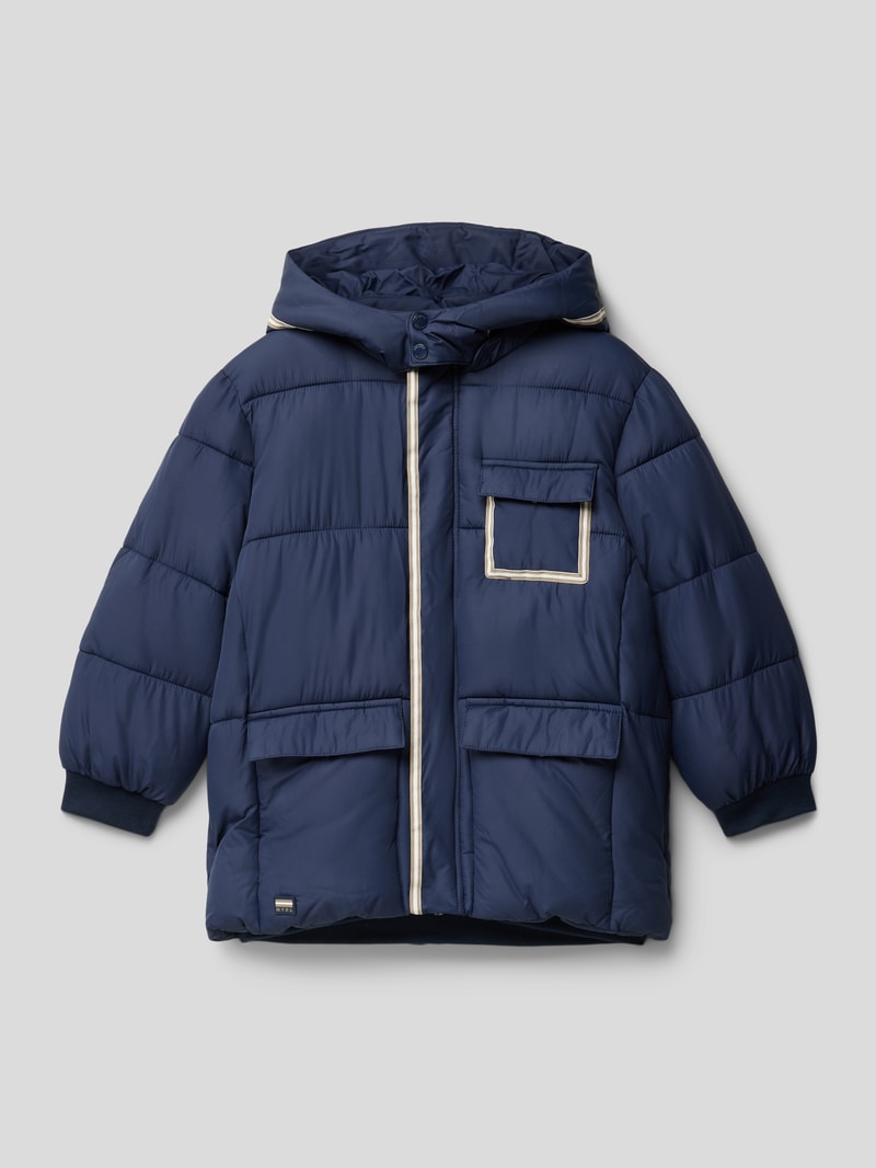 Steppjacke mit Kontrastbesatz in dunkelblau