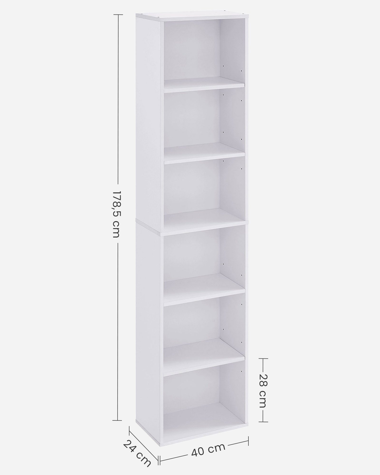 VASAGLE Bücherregal Standregal, mit 6 Ebenen, für Wohnzimmer, Büro