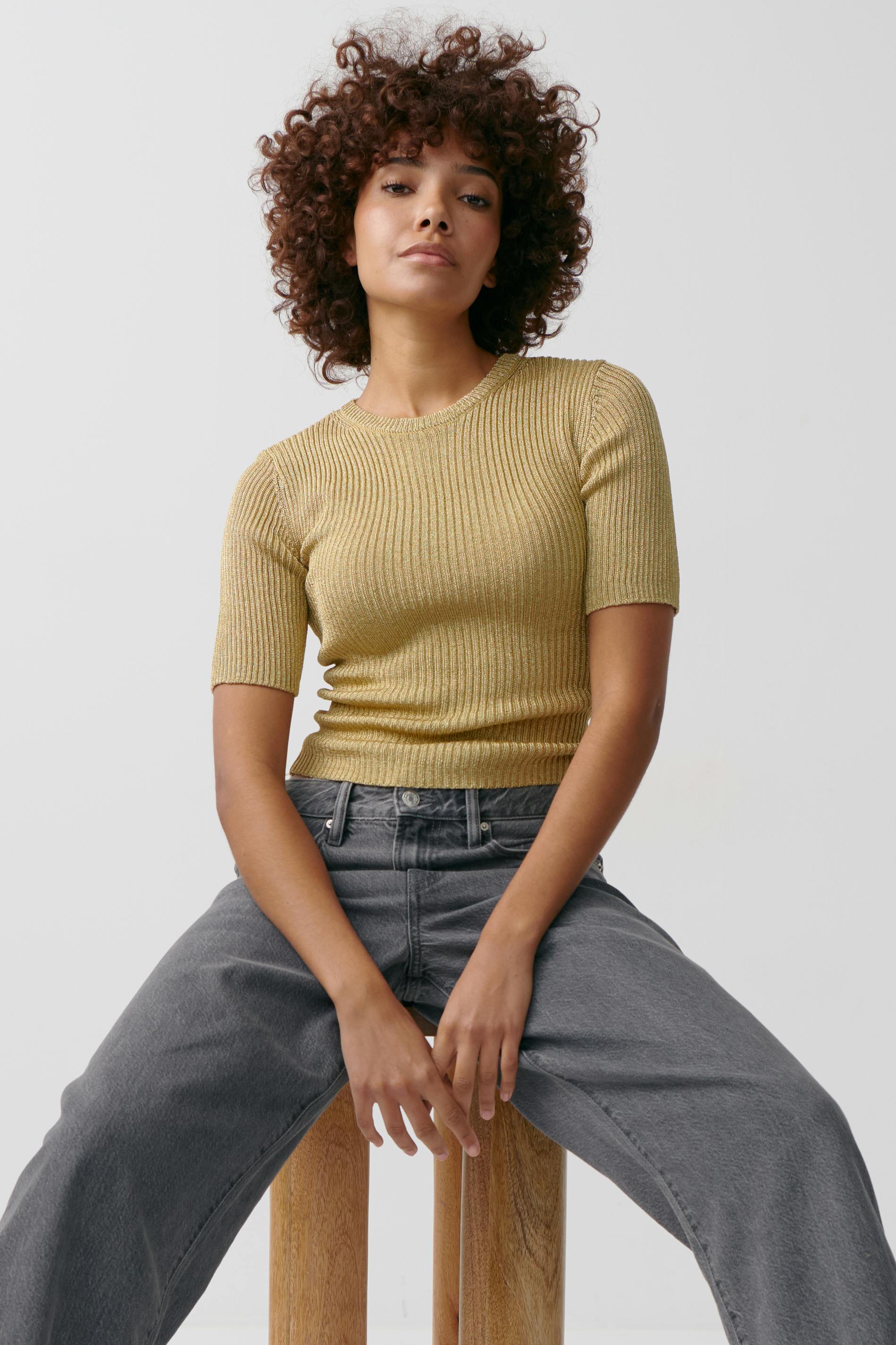 Metallic knitted tee