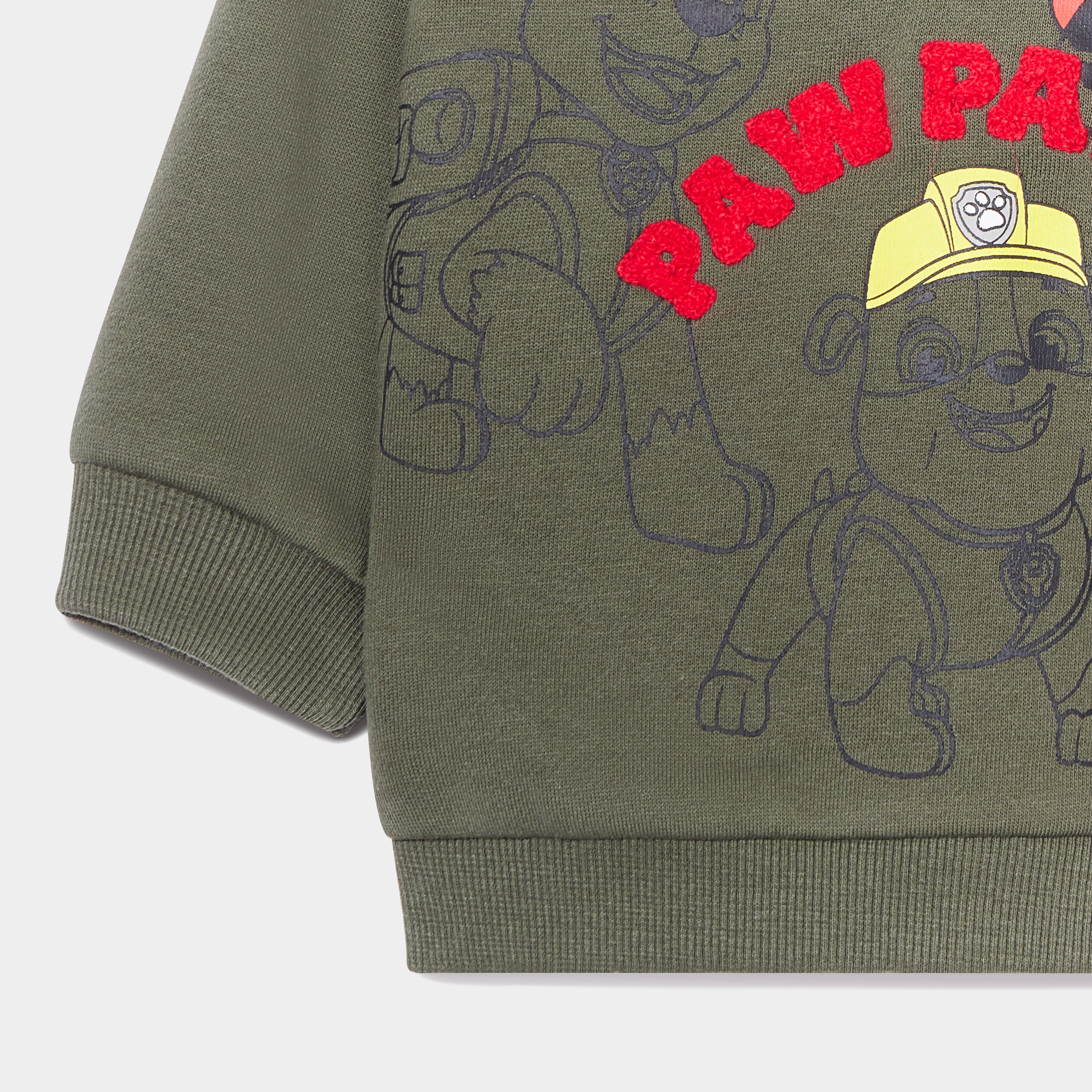 Sweat manches longues Pat Patrouille vert kaki bébé garçon | La Halle