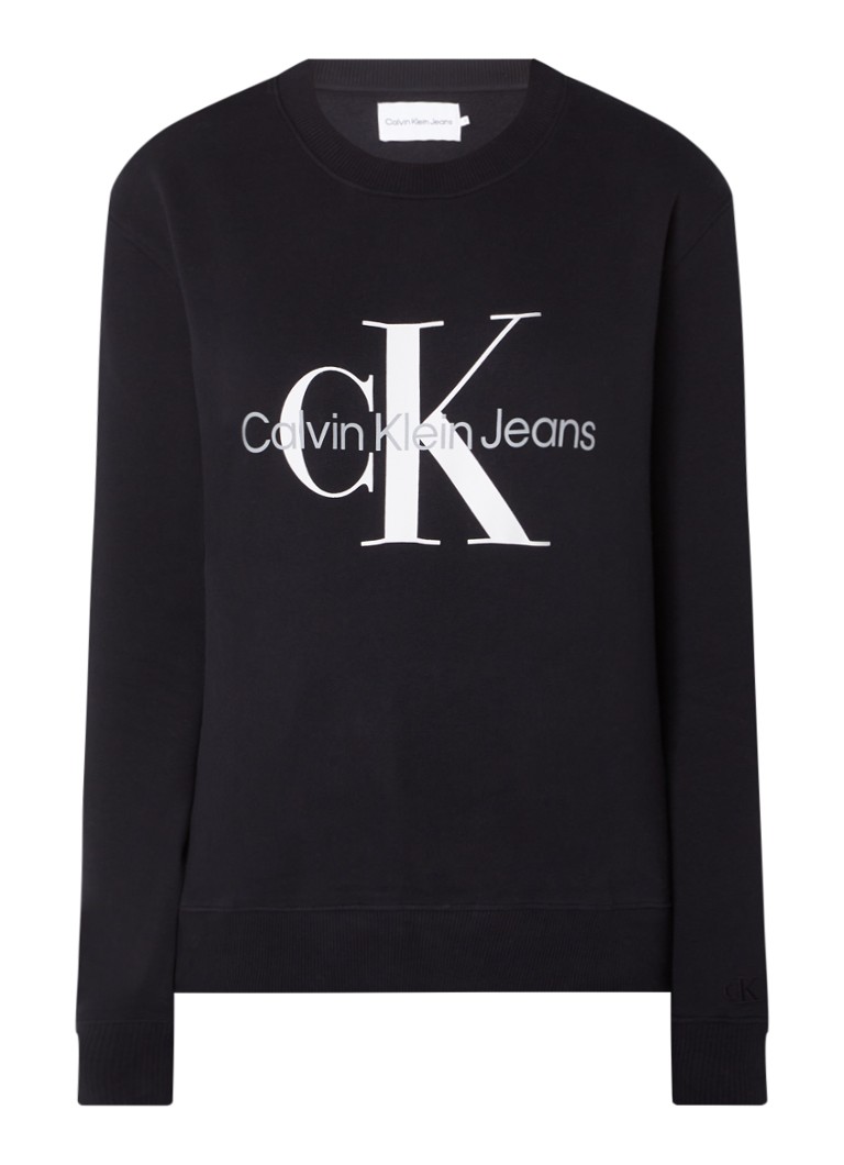 Maglione in cotone con stampa logo Calvin Klein