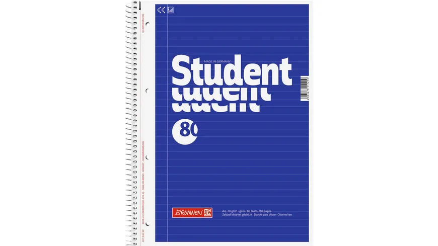 BRUNNEN Collegeblock A4 80 Blatt liniert blau