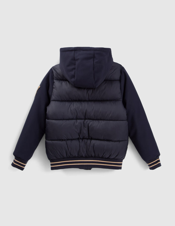 Doudoune marine bi-matière esprit teddy garçon