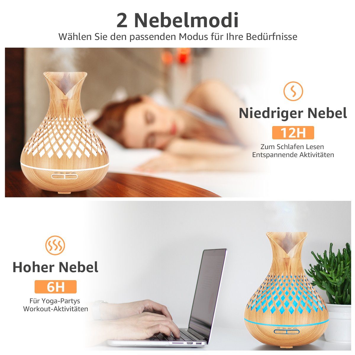 7Magic Luftbefeuchter Aroma Diffuser Luftbefeuchter Raumbefeuchter Oil Diffuserm, mit Timer, 0,50 l Wassertank, Ultraschall Aromatherapie Diffusor für Büro,Yoga,Spa,Schlafzimmer