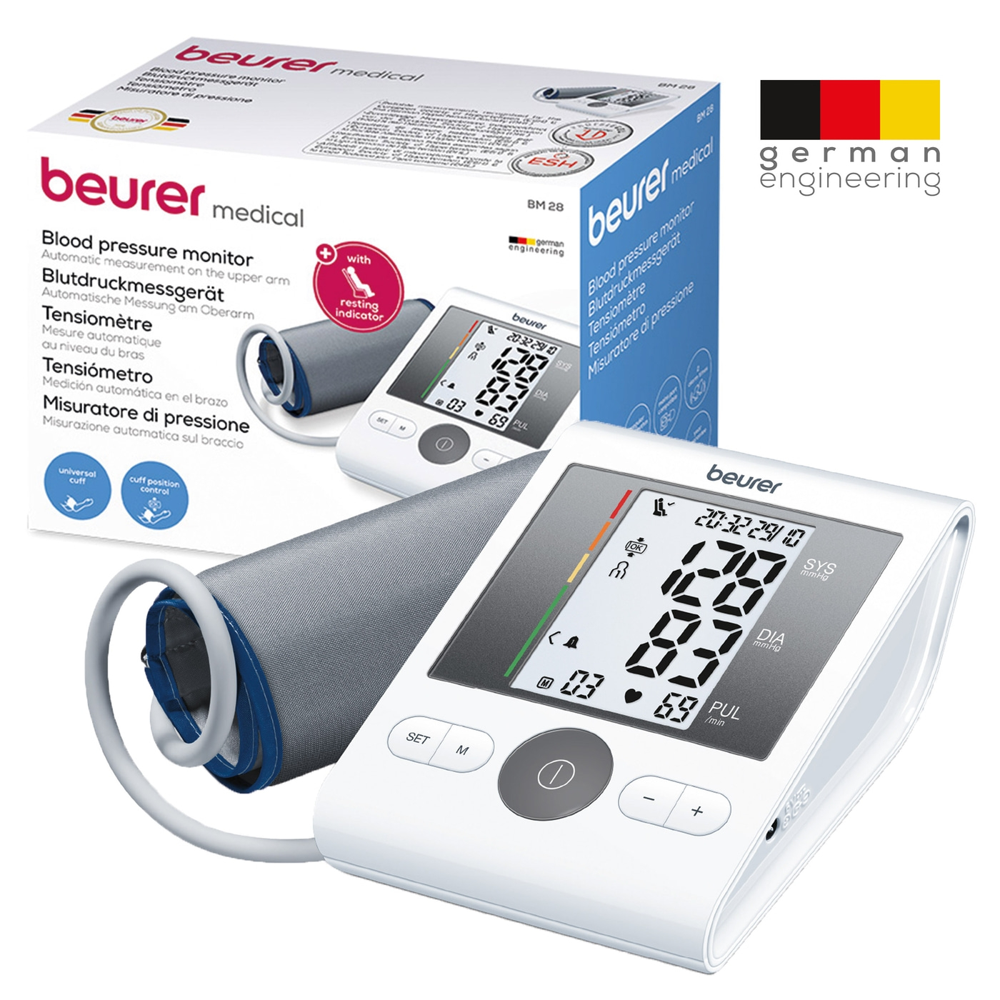 Beurer Oberarm-Blutdruckmessgerät BM 28-Oberarm-Blutdruckmessgerät mit Sitzkontrolle & Ruheindikator