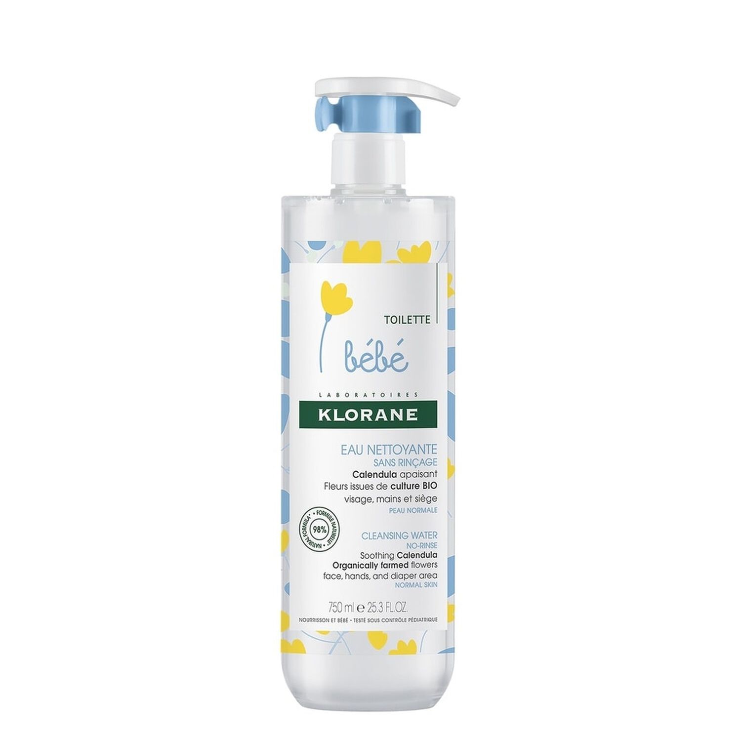 Klorane Eau Nettoyante Bébé Au Calendula - Sans Rinçage - 750 ml