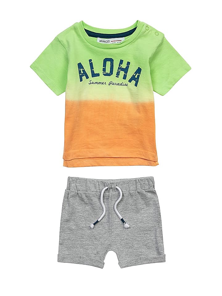 Minoti 2tlg. Outfit in Grün/ Orange/ Grau günstig kaufen 80/86