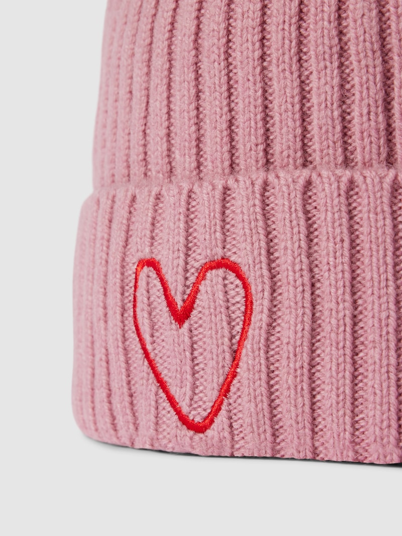 Beanie mit Motiv-Stitching in rosa