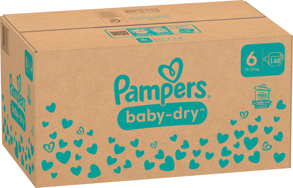 Windeln Baby Dry Gr.6 Extra Large (13-18 kg), Monatsbox, 148 St