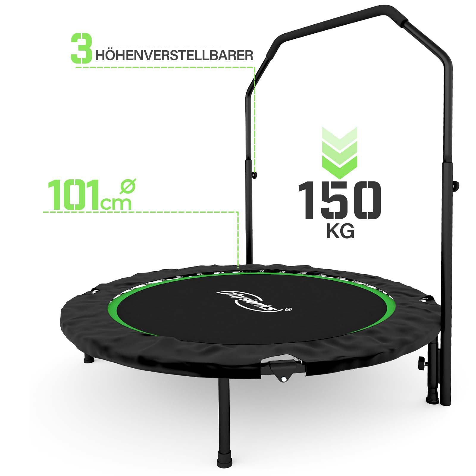 Physionics Fitnesstrampolin Fitness Trampolin - Ø 101cm, höhenverstellbarer, klappbar, 150kg