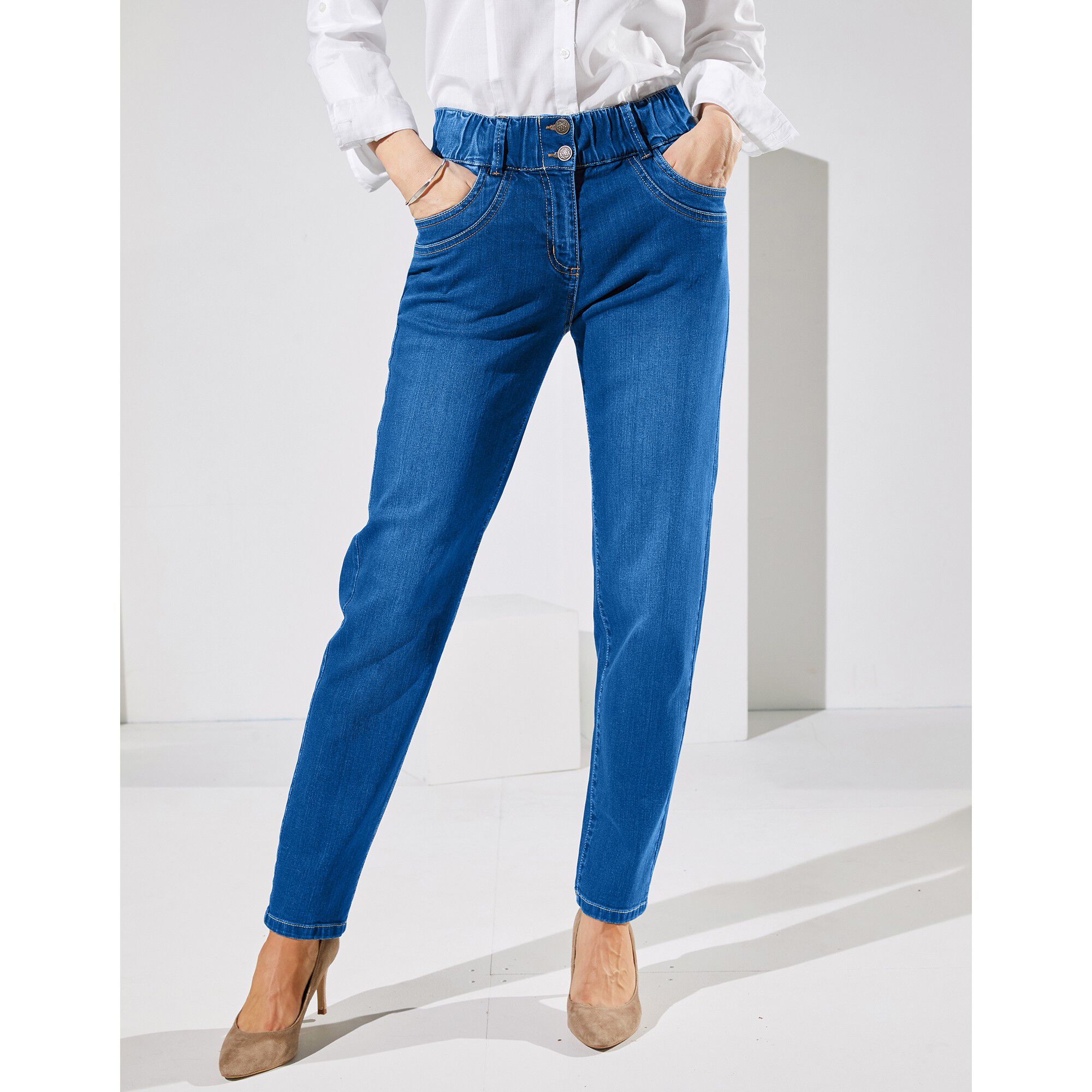 Jean mom taille élastiquée stretch