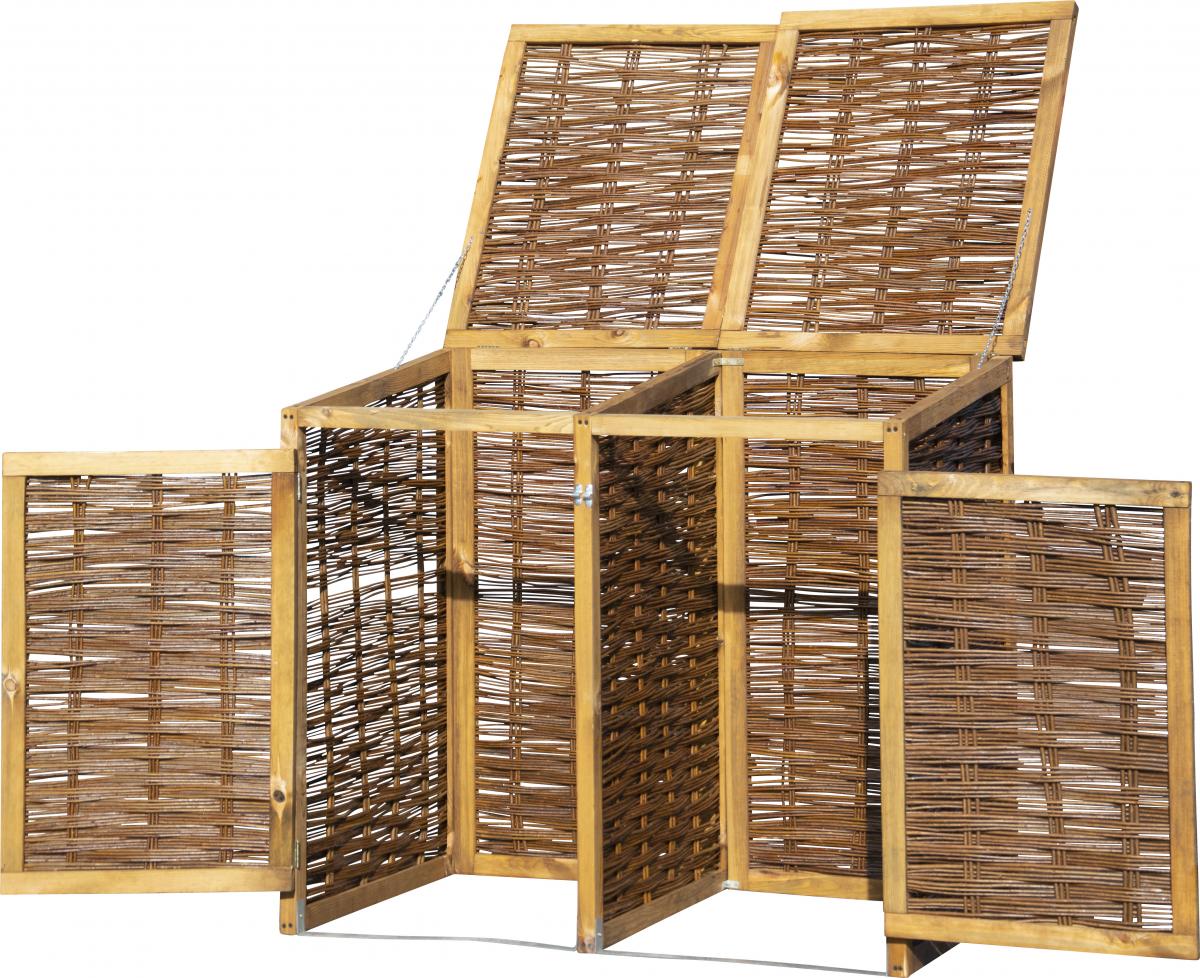 dobar Wetterfeste Doppel-Mülltonnen-Box aus Holz 120L