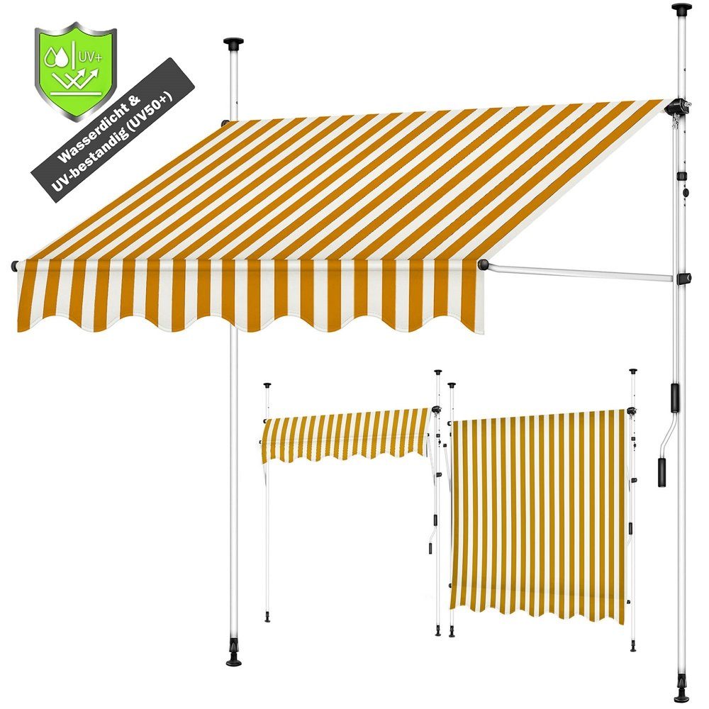 Melko Klemmmarkise Klemmmarkise Sonnenschutz Markise Fenstermarkise Balkonmarkise (Stück) Gummierter Standfuß für besseren Halt