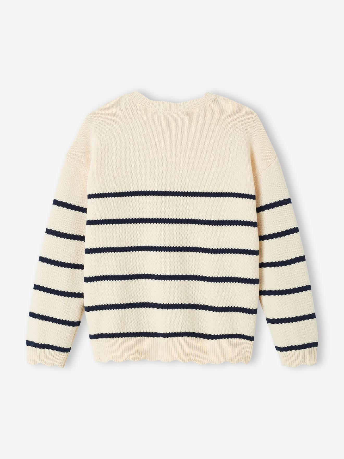 Vertbaudet Mädchen Ringelpullover - pudrig rosa