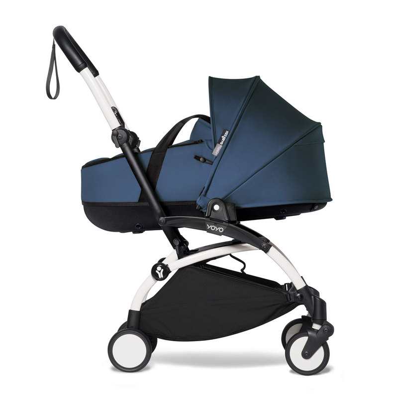 Poussette Yoyo2 4 roues châssis blanc nacelle bleu marine Babyzen